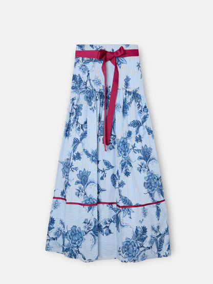 Falda larga estampado rayas celeste azules