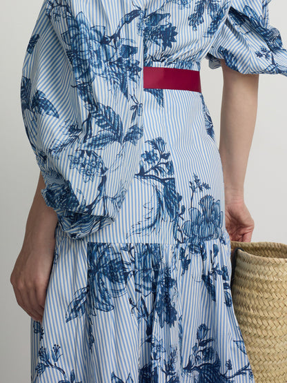 Falda larga estampado rayas celeste azules