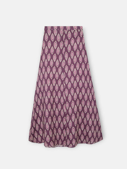 Falda larga estampado burdeos