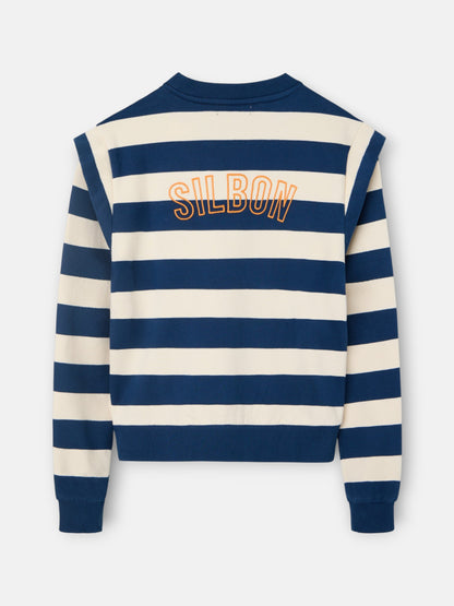 Sudadera woman hombreras rayas azules