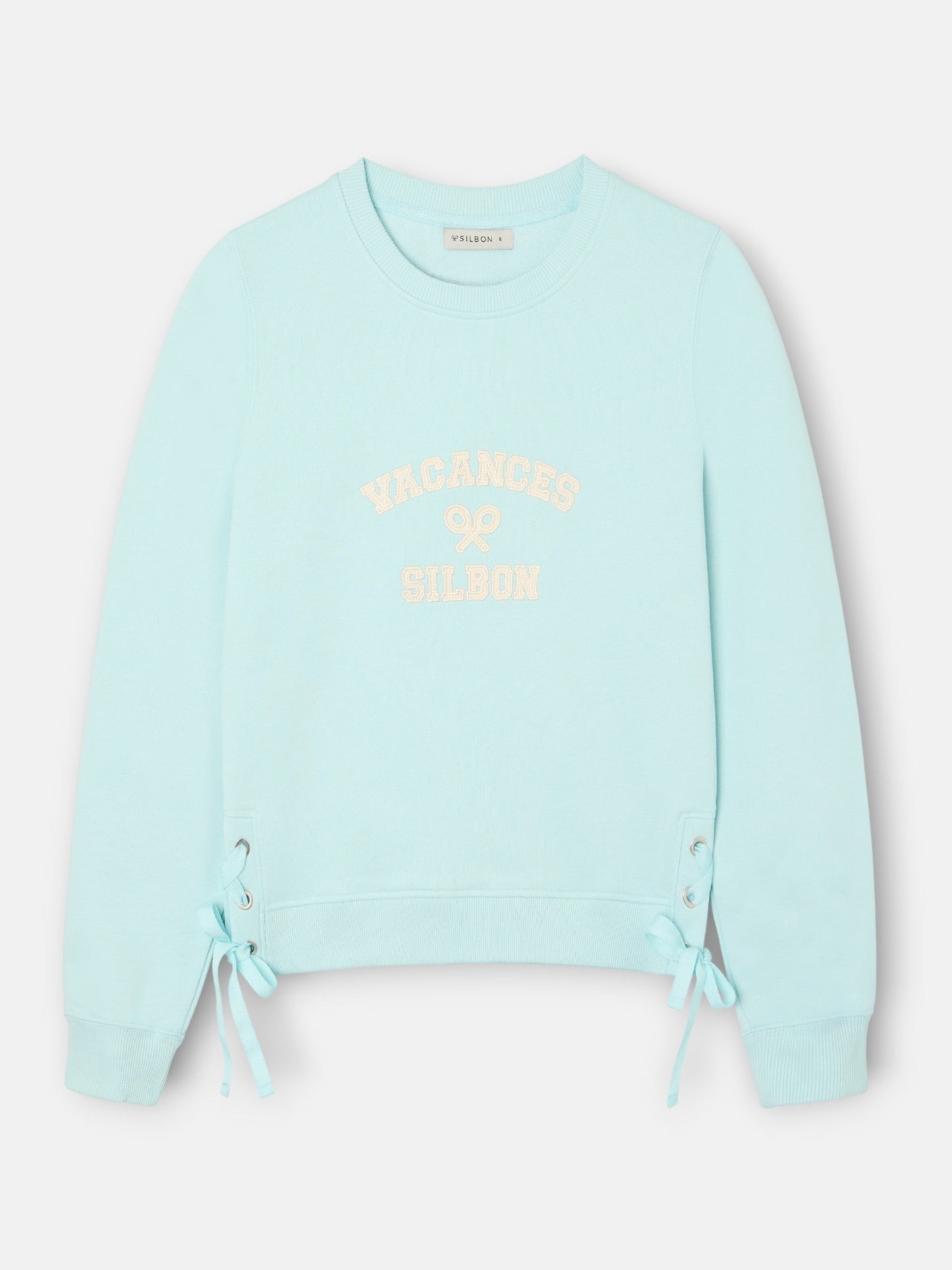 Sudadera woman detalle cuerdas verde agua