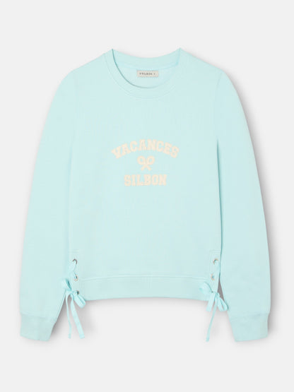 Sudadera woman detalle cuerdas verde agua