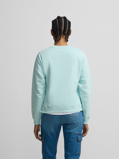 Sudadera woman detalle cuerdas verde agua
