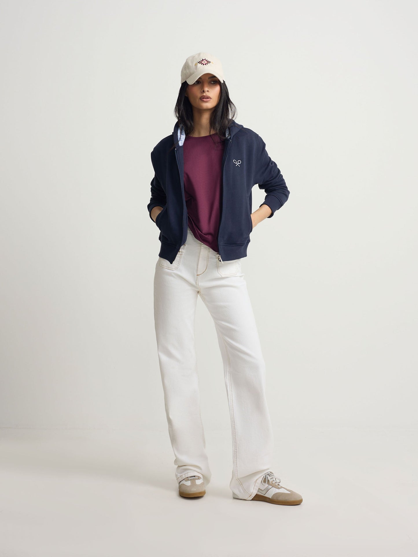 Sudadera woman cremallera raqueta marino