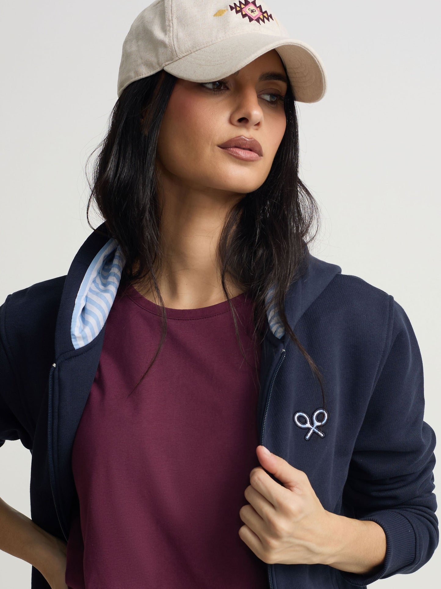 Sudadera woman cremallera raqueta marino