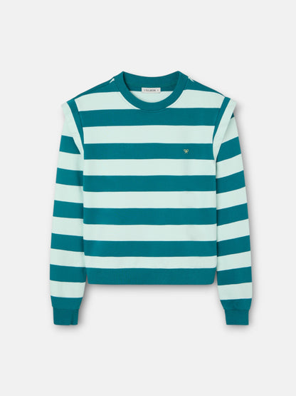 Sudadera woman hombreras rayas verdes