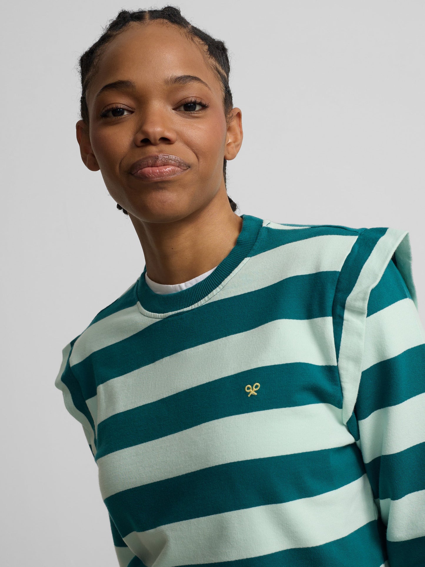 Sudadera woman hombreras rayas verdes