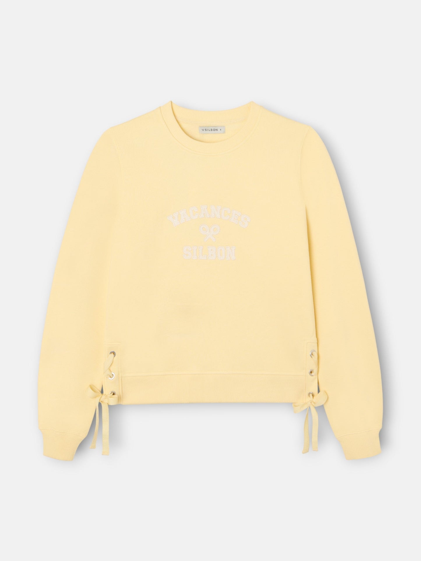 Sudadera woman detalle cuerdas amarilla