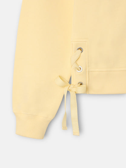 Sudadera woman detalle cuerdas amarilla