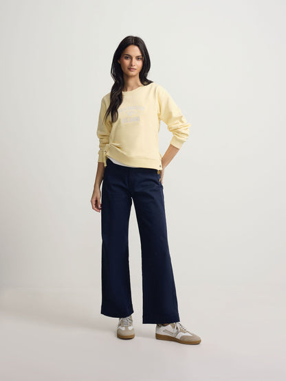 Sudadera woman detalle cuerdas amarilla