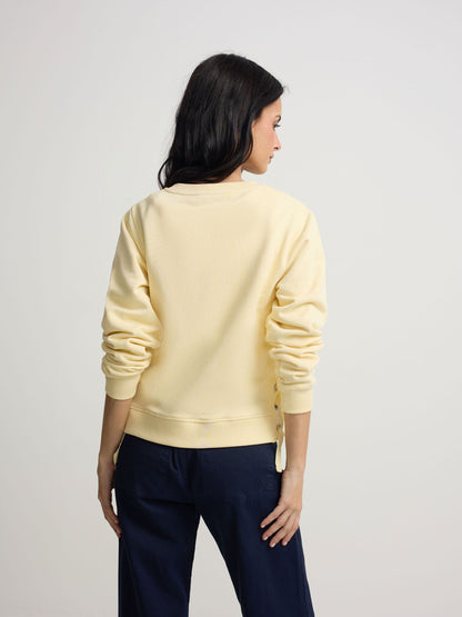 Sudadera woman detalle cuerdas amarilla