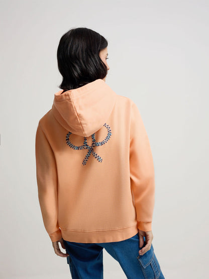 Sudadera woman capucha raqueta etnica naranja