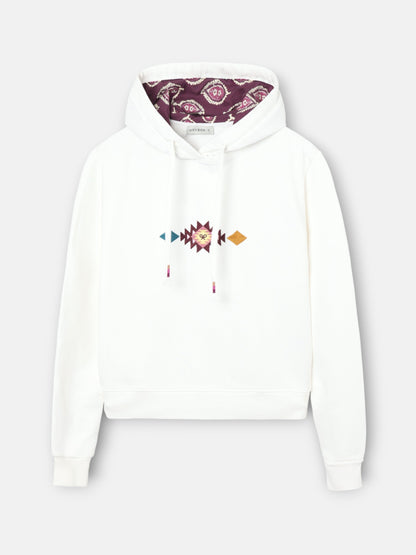 Sudadera woman capucha ikat cruda