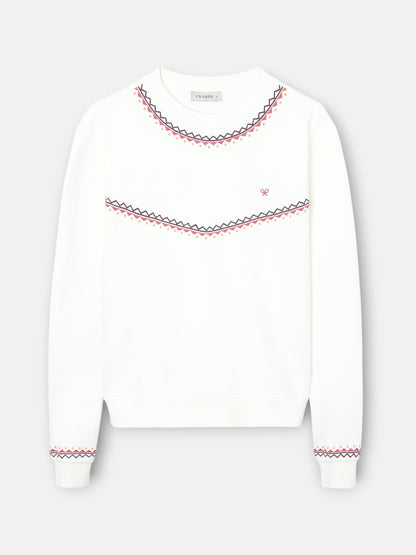 Sudadera woman bordados etnicos cruda