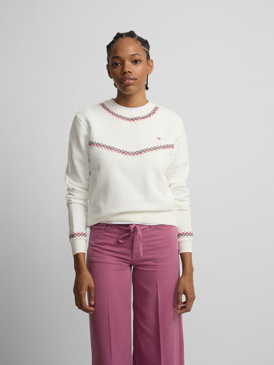 Sudadera woman bordados etnicos cruda