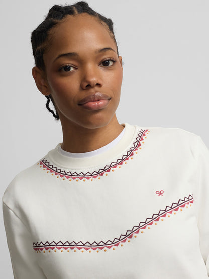 Sudadera woman bordados etnicos cruda