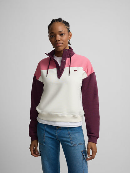 Sudadera woman cuello botones rosas