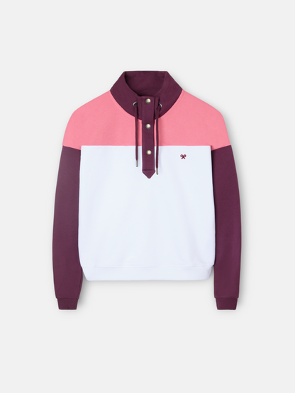 Sudadera woman cuello botones rosas