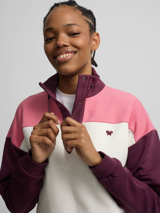 Sudadera woman cuello botones rosas