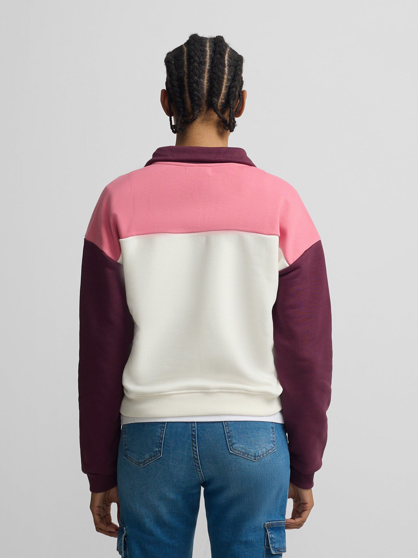 Sudadera woman cuello botones rosas