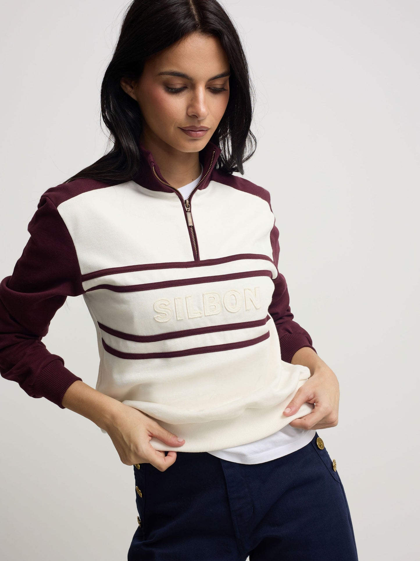 Sudadera woman cremallera silbon granate