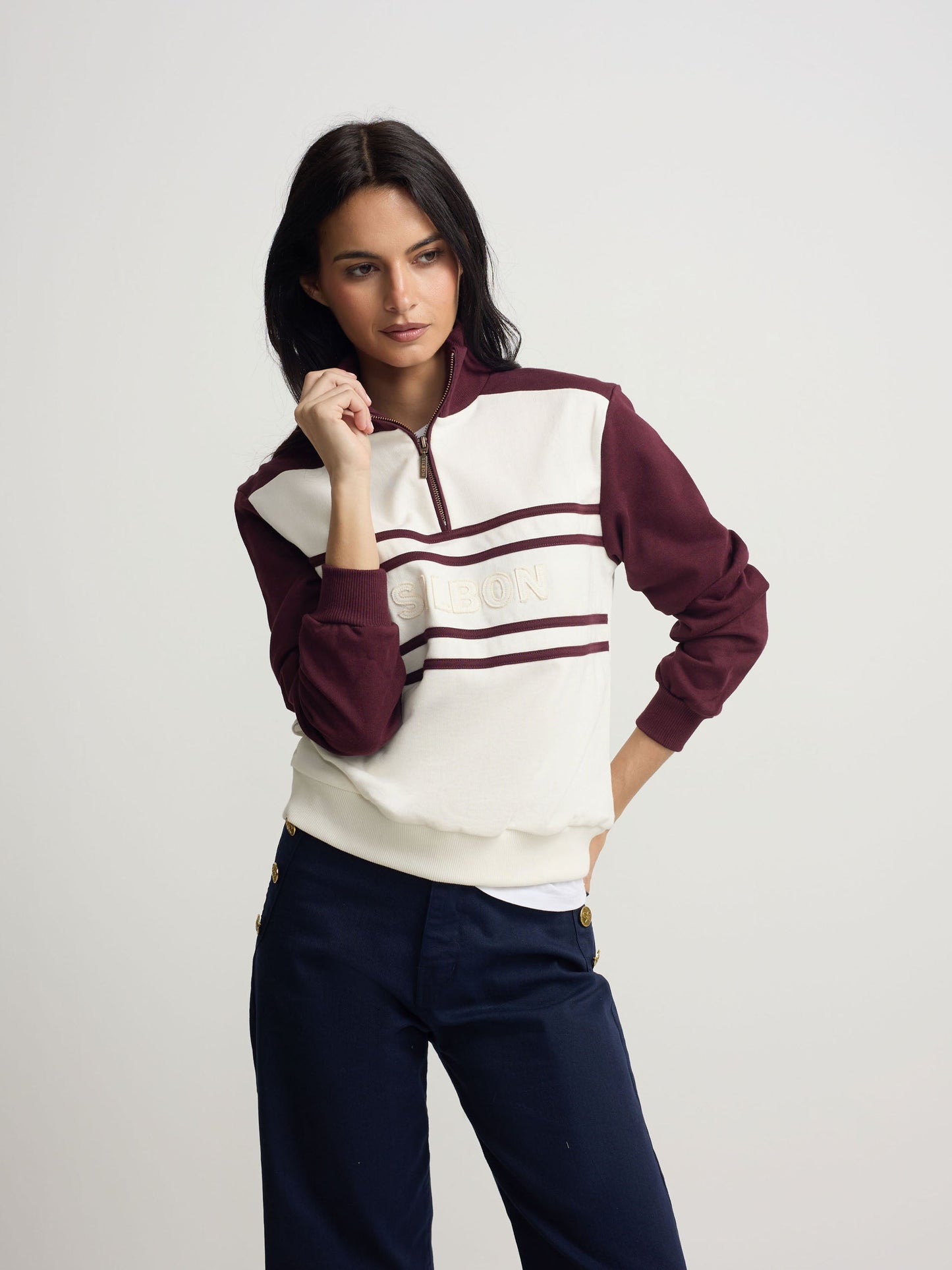 Sudadera woman cremallera silbon granate