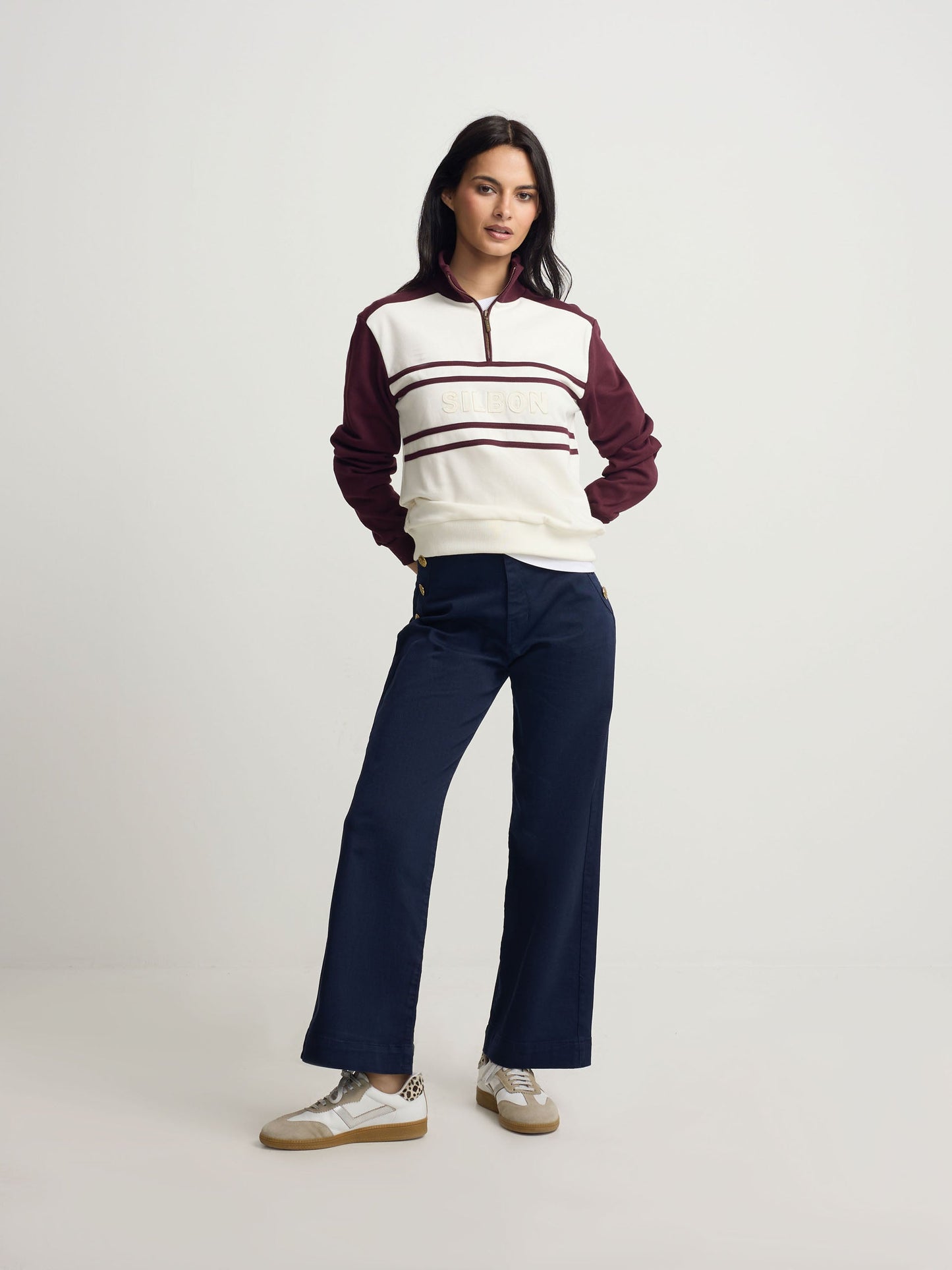 Sudadera woman cremallera silbon granate