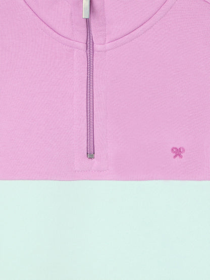 Sudadera woman tricolor morado y verde