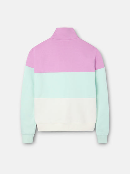 Sudadera woman tricolor morado y verde