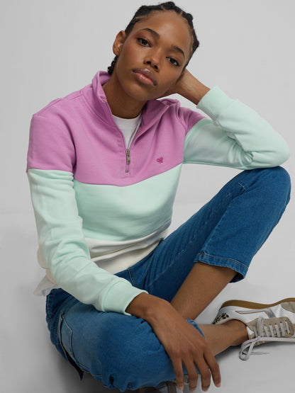 Sudadera woman tricolor morado y verde