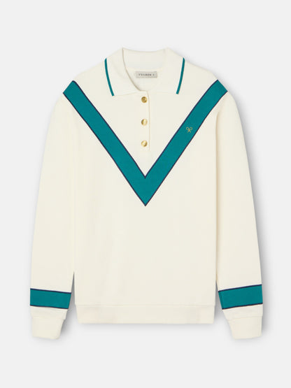 Sudadera woman retro verde y cruda