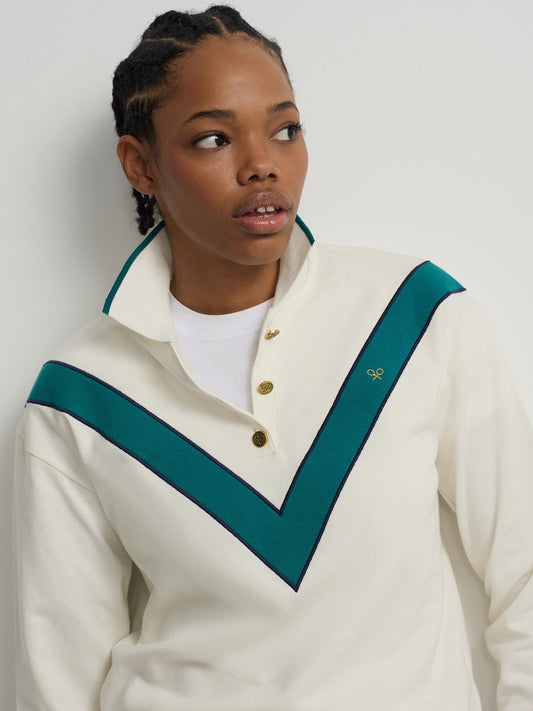 Sudadera woman retro verde y cruda