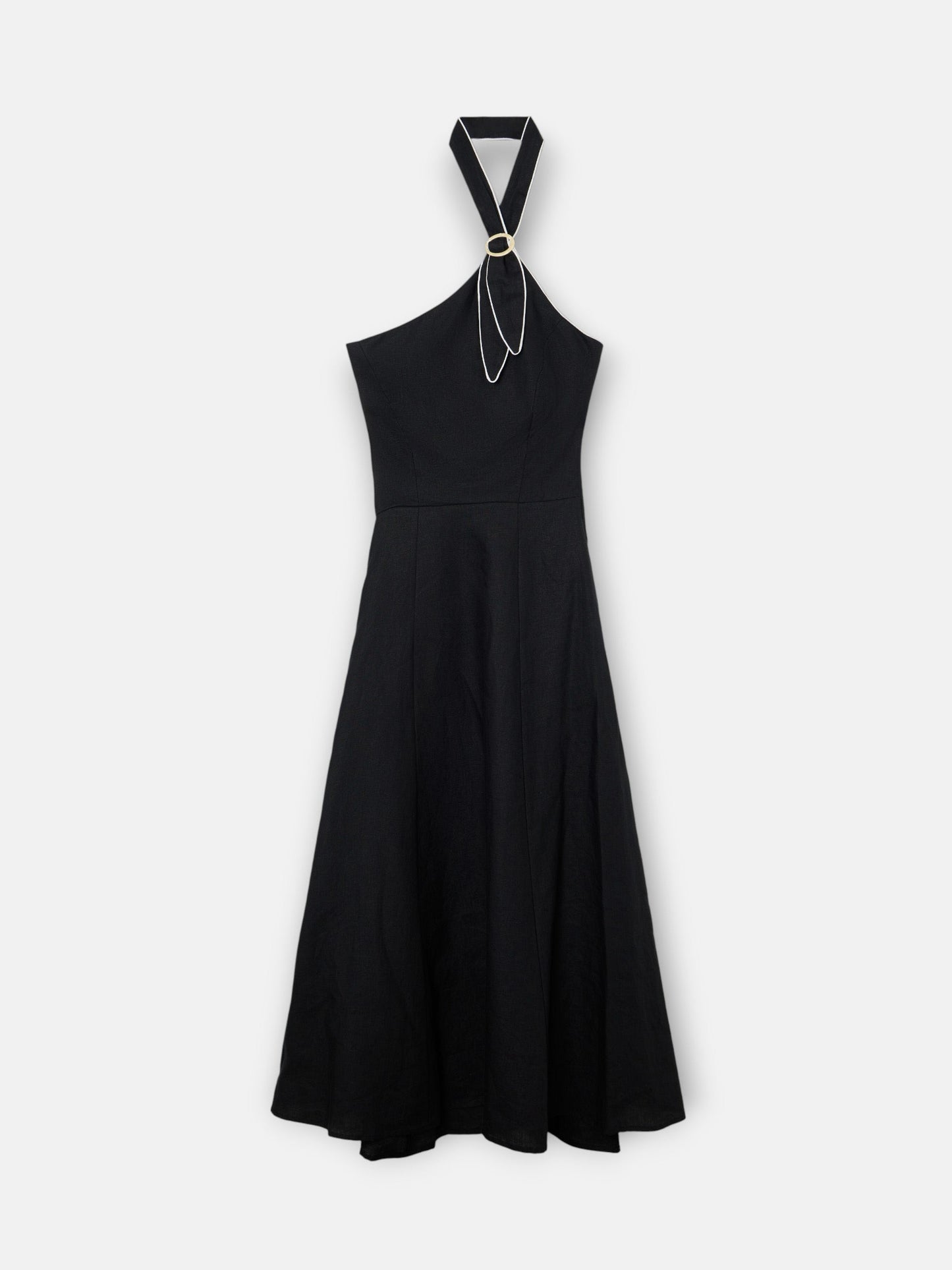 Vestido largo hebilla lino