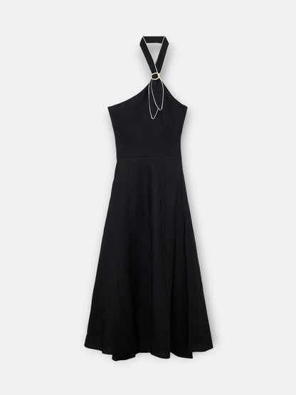 Vestido largo hebilla lino
