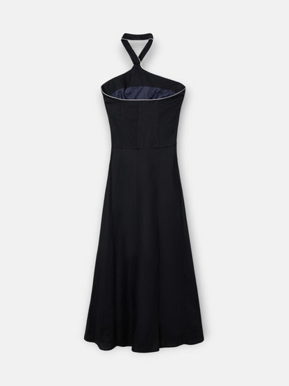 Vestido largo hebilla lino