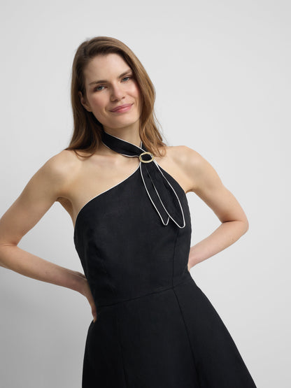 Vestido largo hebilla lino
