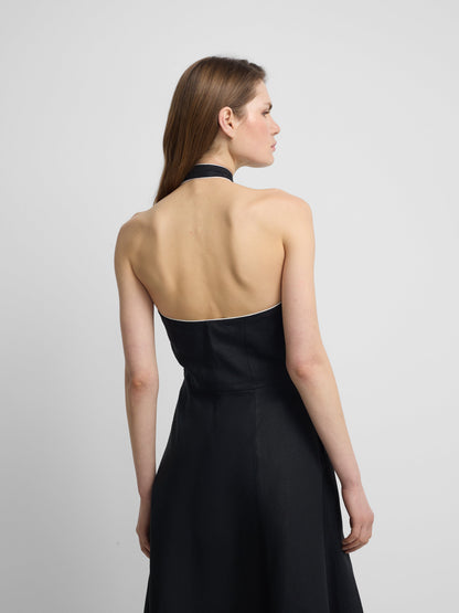 Vestido largo hebilla lino