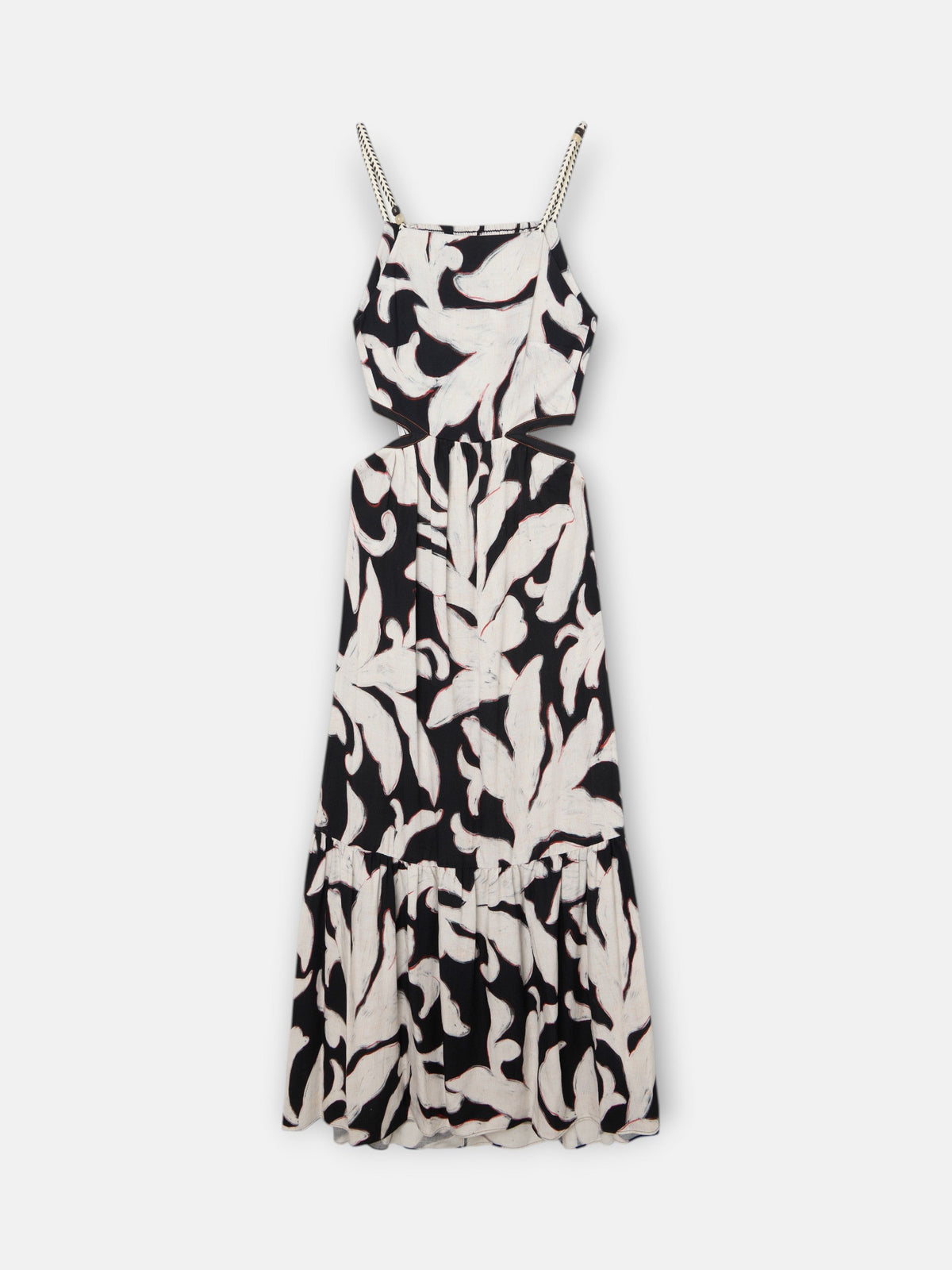 Vestido cut out estampado flores negro
