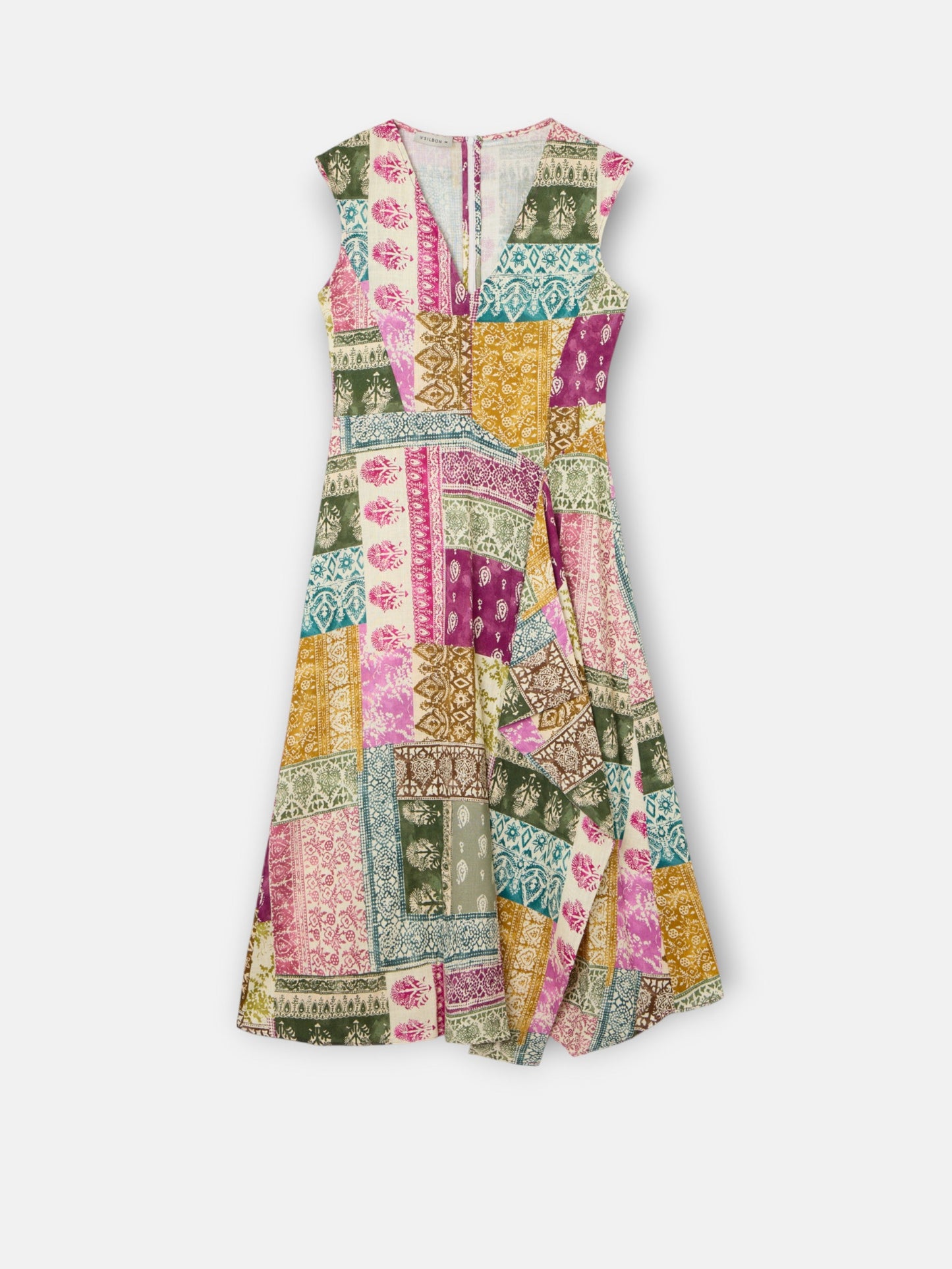 Vestido midi estampado patchwork colores