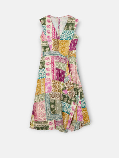 Vestido midi estampado patchwork colores