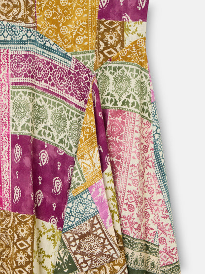 Vestido midi estampado patchwork colores