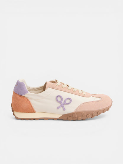 Zapatilla running morada y naranja