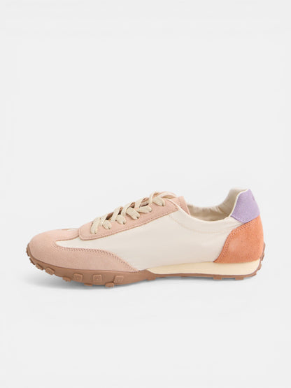 Zapatilla running morada y naranja