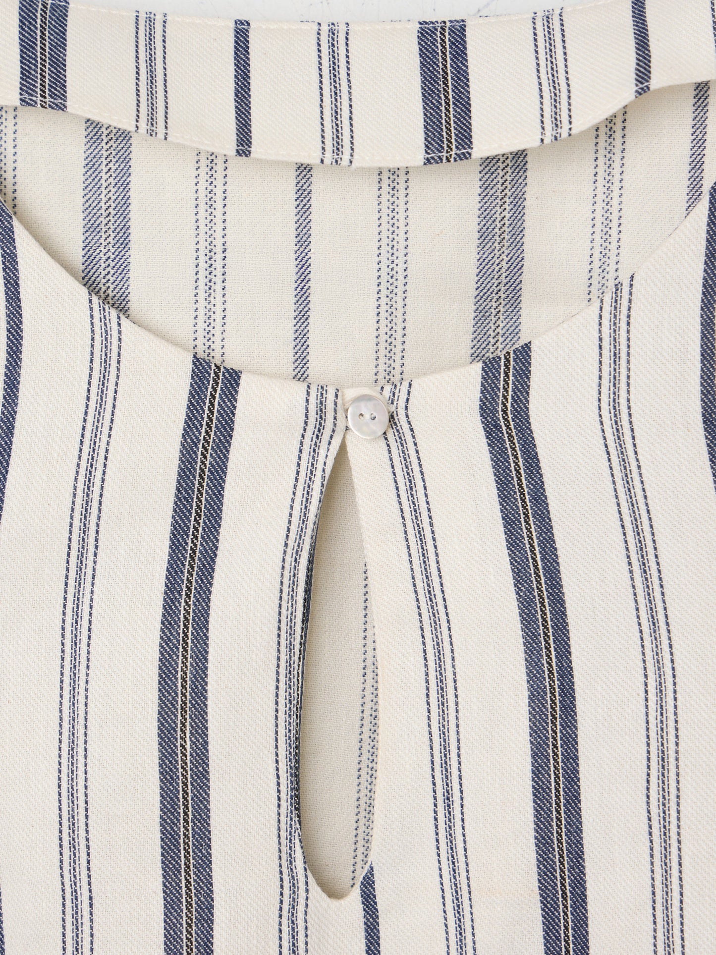 Top unique nudo rayas azul y beige