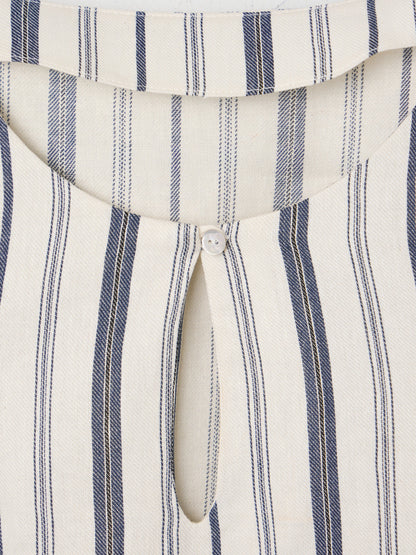 Top unique nudo rayas azul y beige