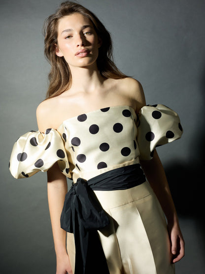 Top CaprilexSilbon mikado vainilla y negro