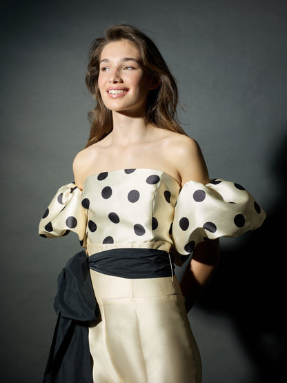 Top CaprilexSilbon mikado vainilla y negro
