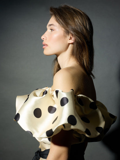 Top CaprilexSilbon mikado vainilla y negro