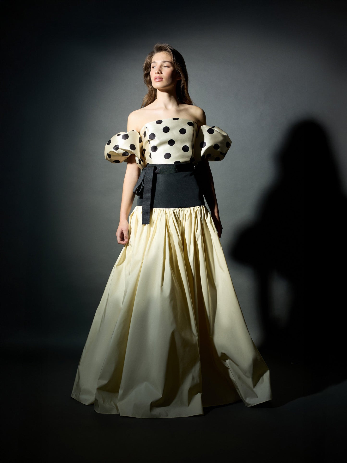 Top CaprilexSilbon mikado vainilla y negro