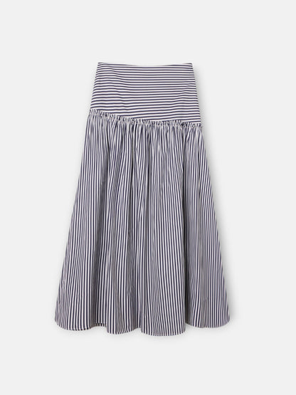 Falda midi unique rayas azul marino